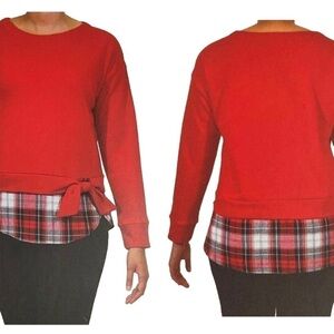 Izod Sweatshirt/Blouse Sz L Holiday Plaid